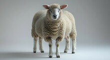 a sheep standing on a white surface