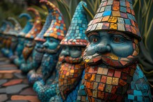 a group of gnomes with hats