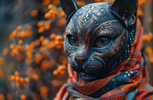 a cat with a mask