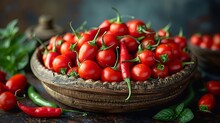 a bowl of red tomatoes