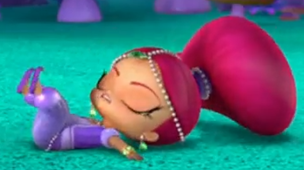 cartoon character lying on the floor