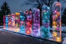 a row of colorful lights