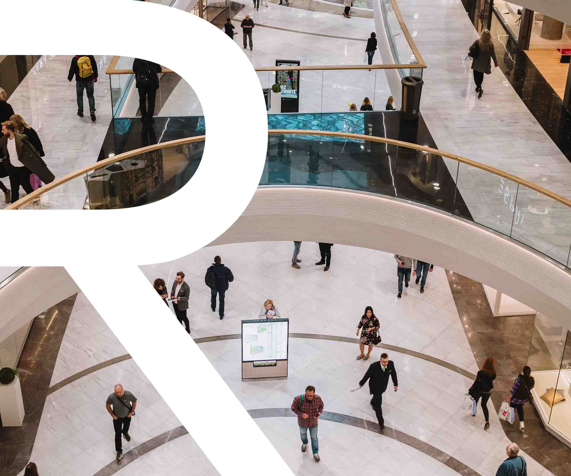 a group of people in a mall