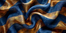 a blue and gold fabric