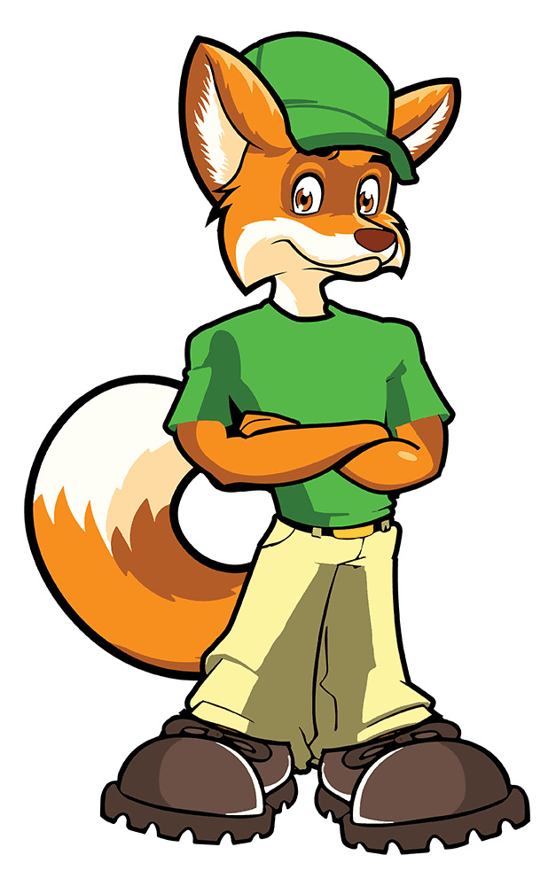 cartoon of a fox with arms crossed