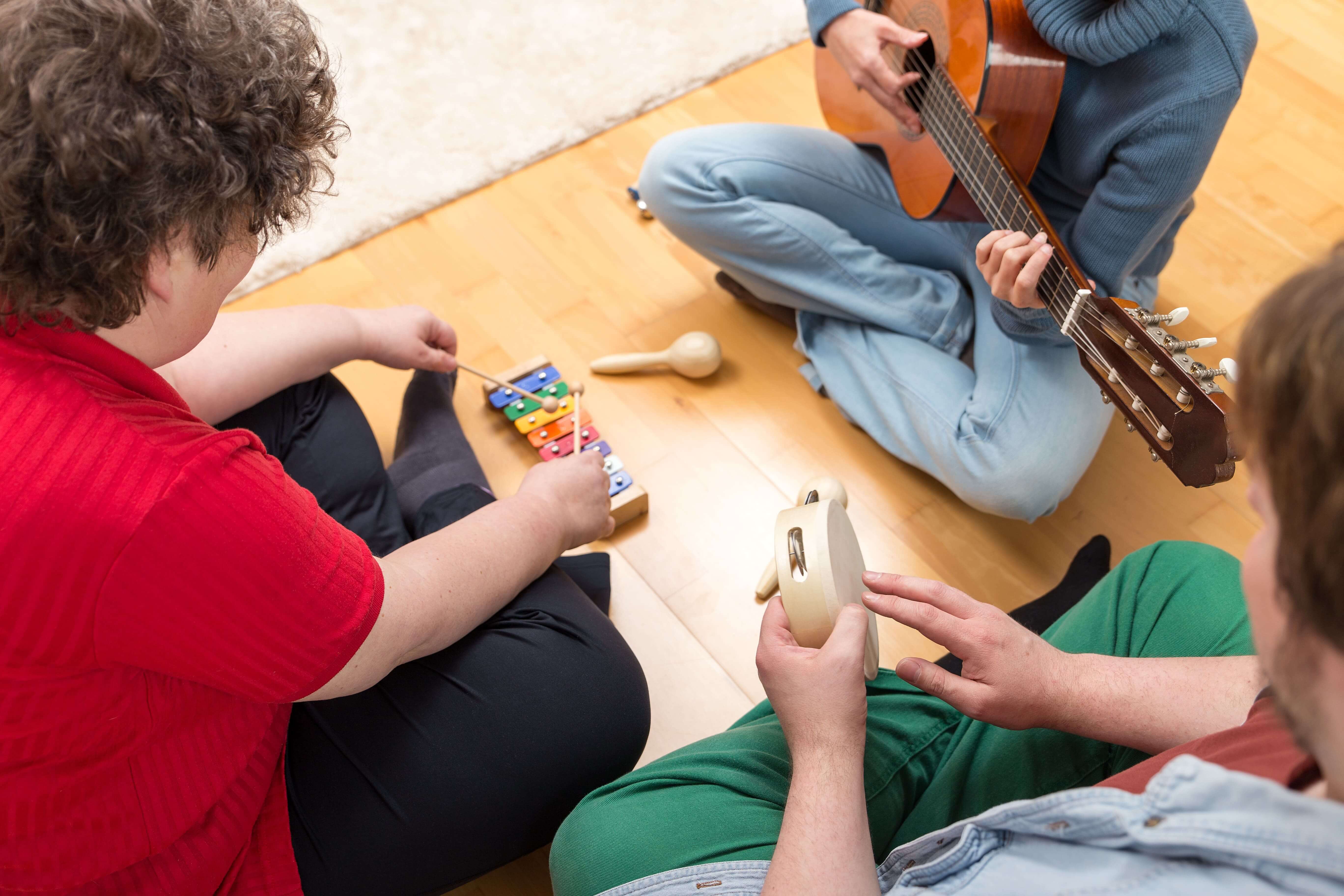 a group of people playing music