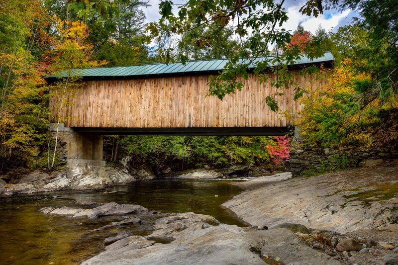 Covered bridge over a river