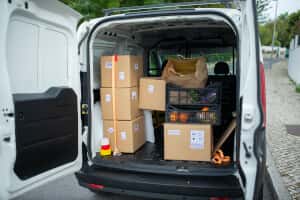 a van with boxes in the back