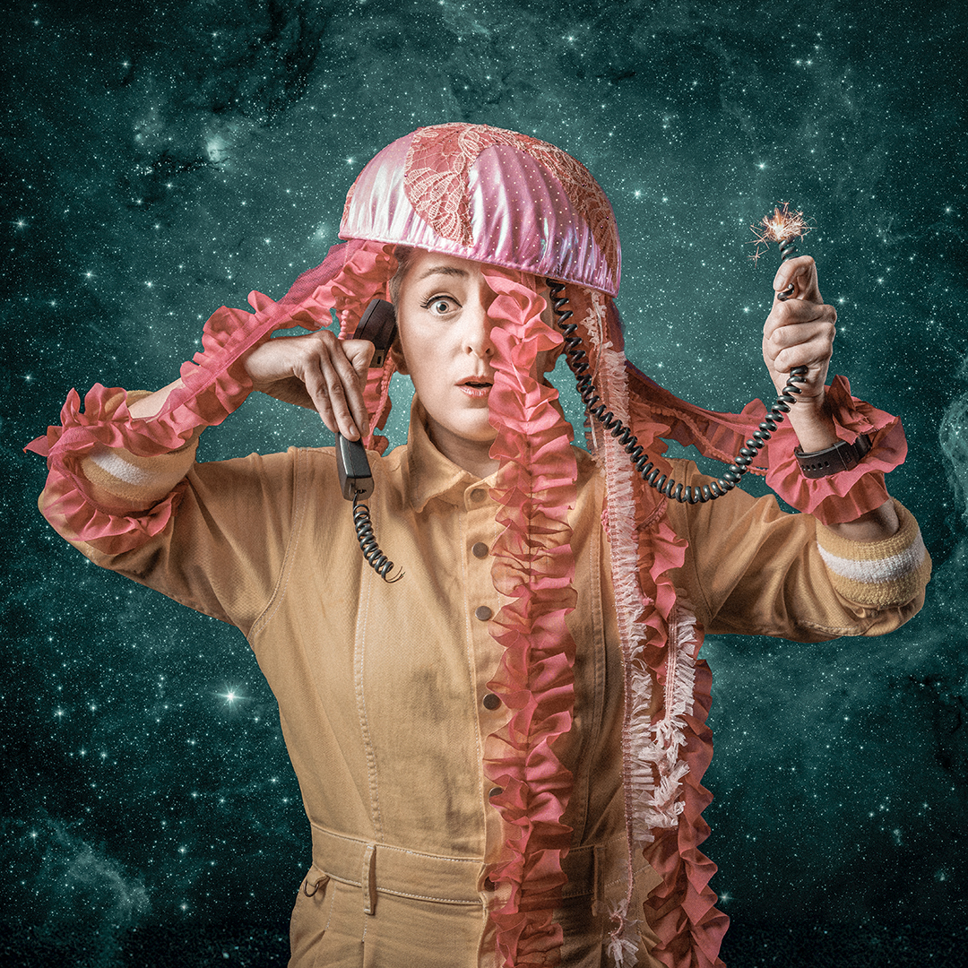 a woman in a jellyfish garment