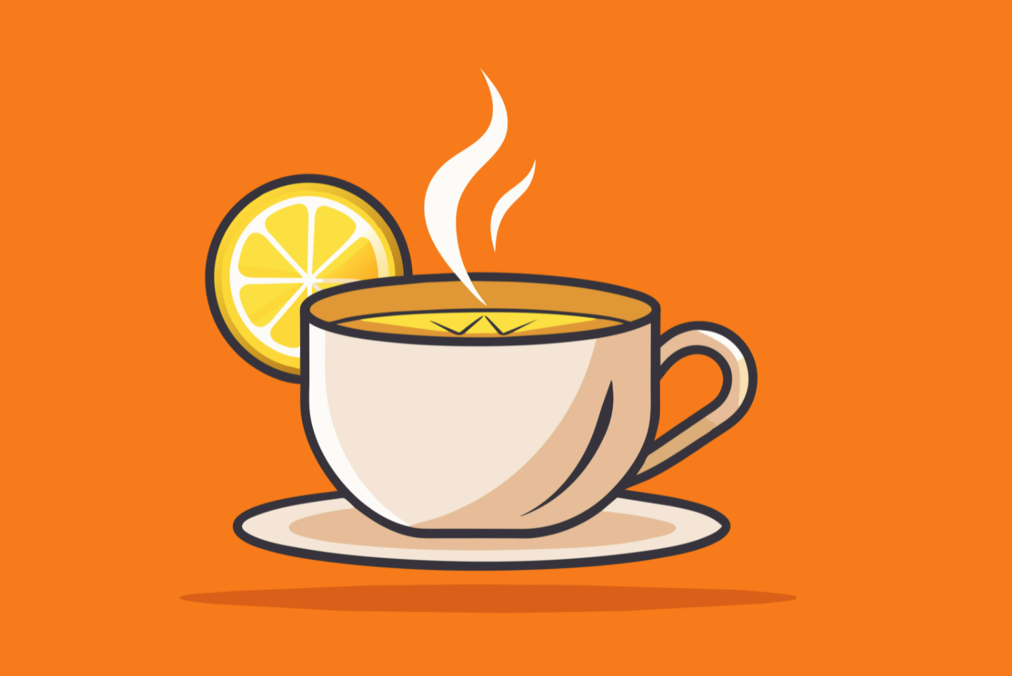 a cup of tea with a lemon slice