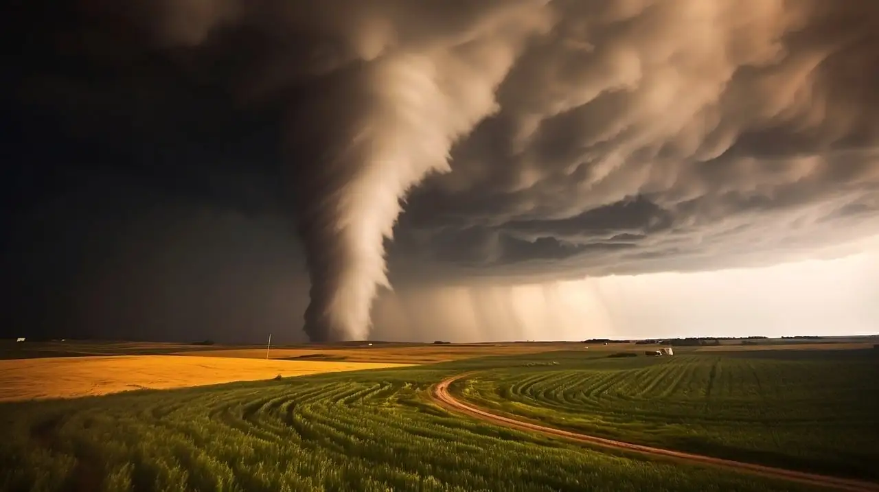 a tornado in a field