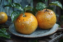 two oranges on a plate