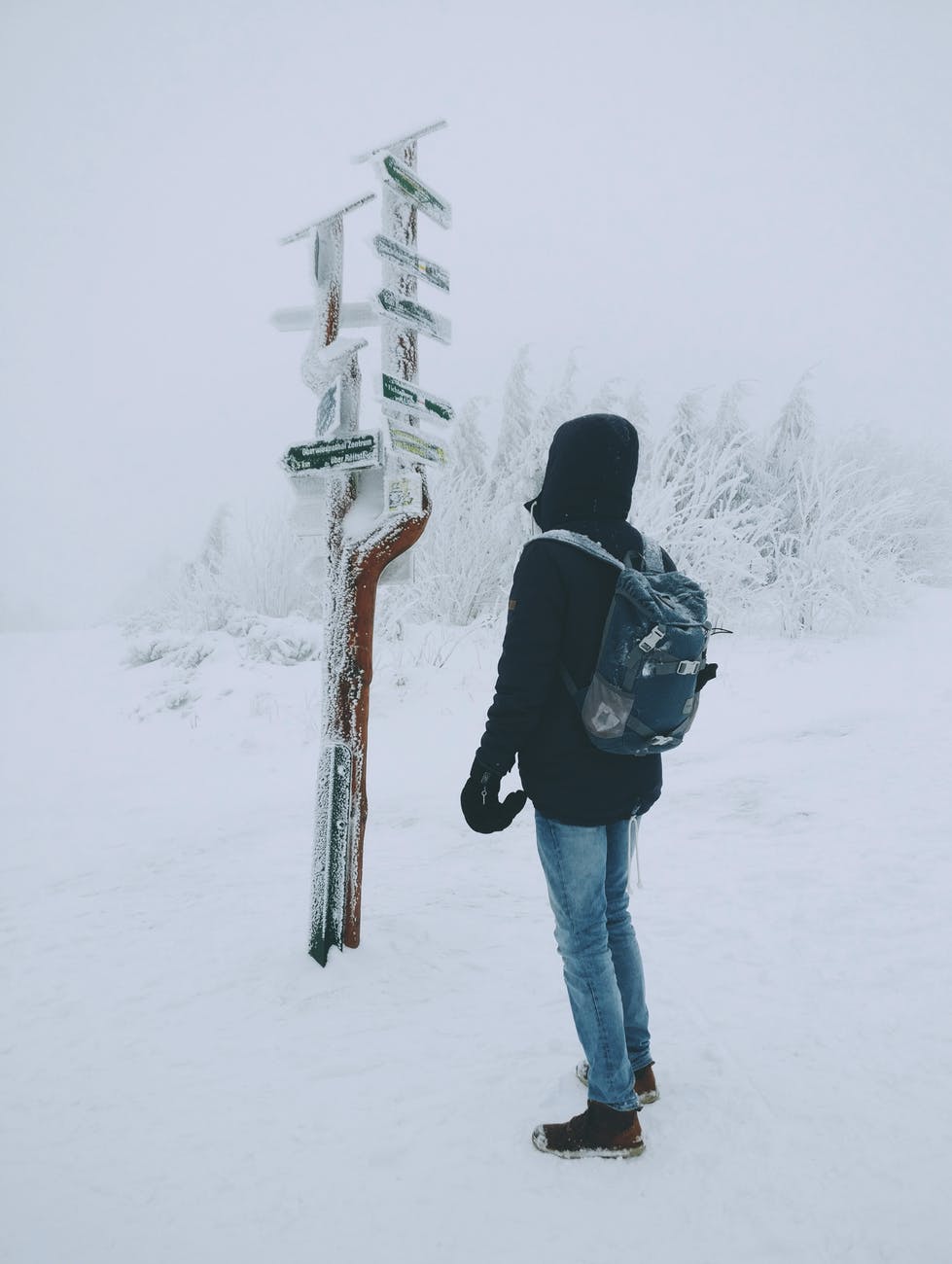 a person standing in the snow