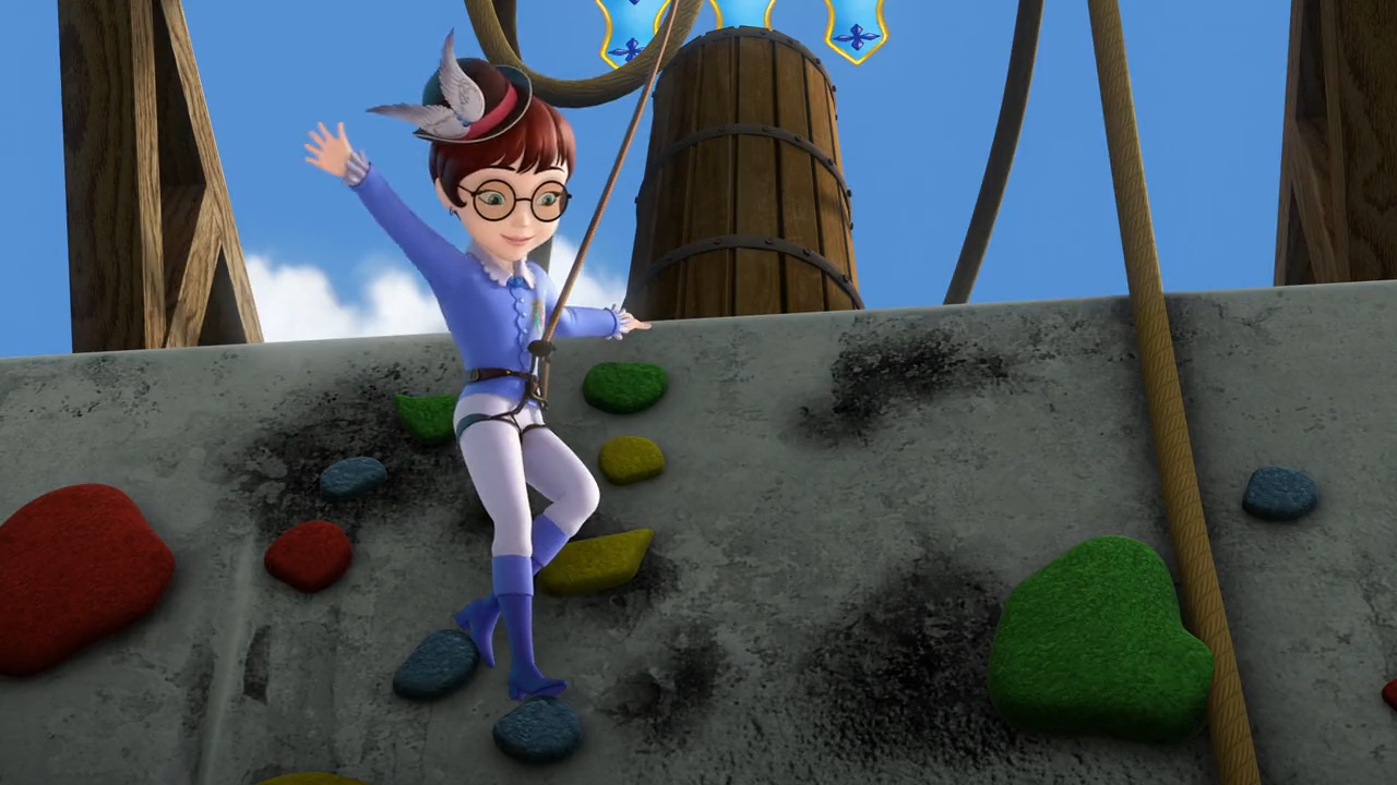 a cartoon of a girl climbing a rock wall