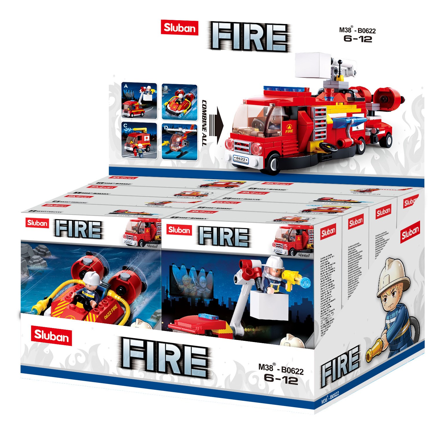 a box of fire truck toys