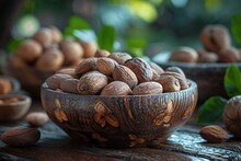 a bowl of nuts on a table