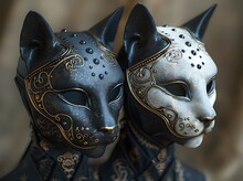 two people wearing masks