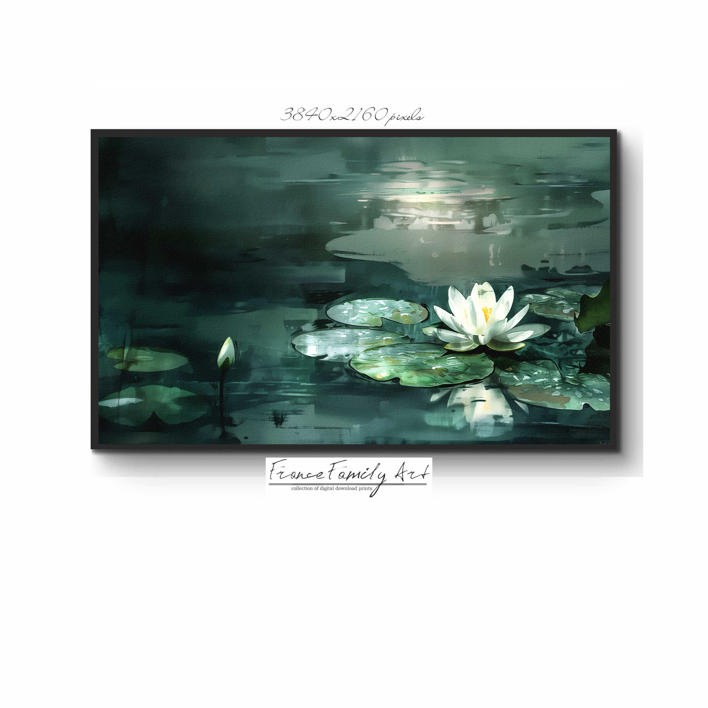 a painting of a lily pad in a pond