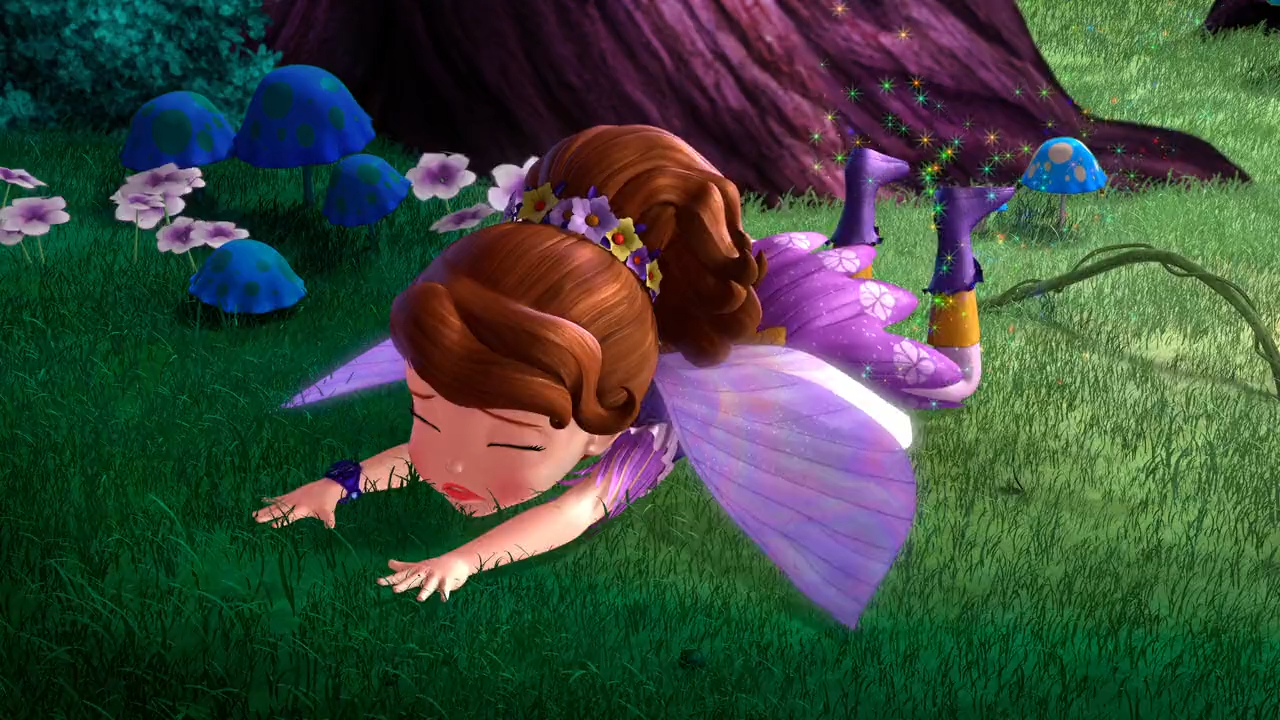 a cartoon of a fairy lying on grass