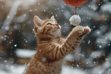 a cat playing with a ball