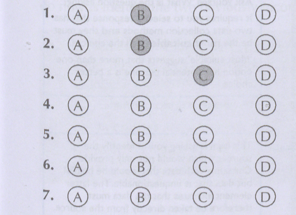 a test paper with circles and numbers
