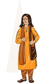 a cartoon of a woman in a long dress