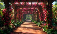 a path with flowers on it