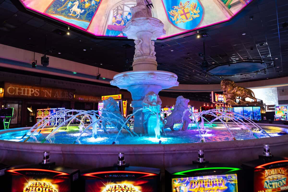 a fountain in a casino