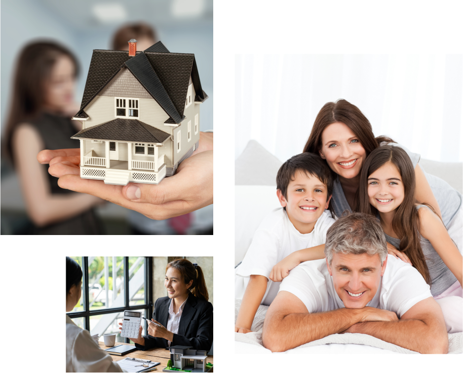 a family holding a model house