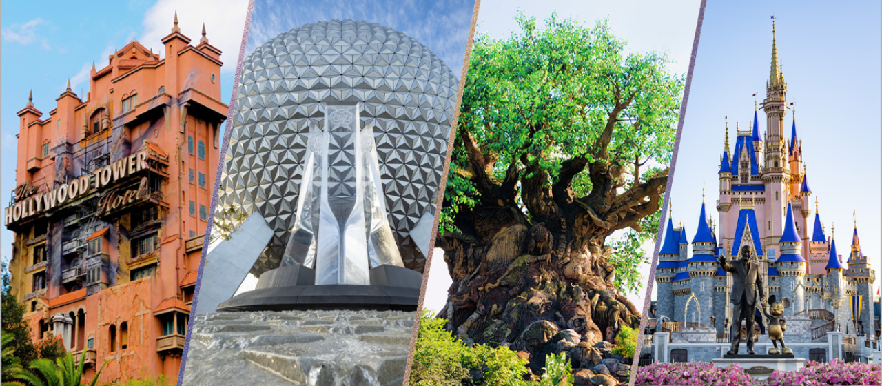 a collage of a tree and a sphere