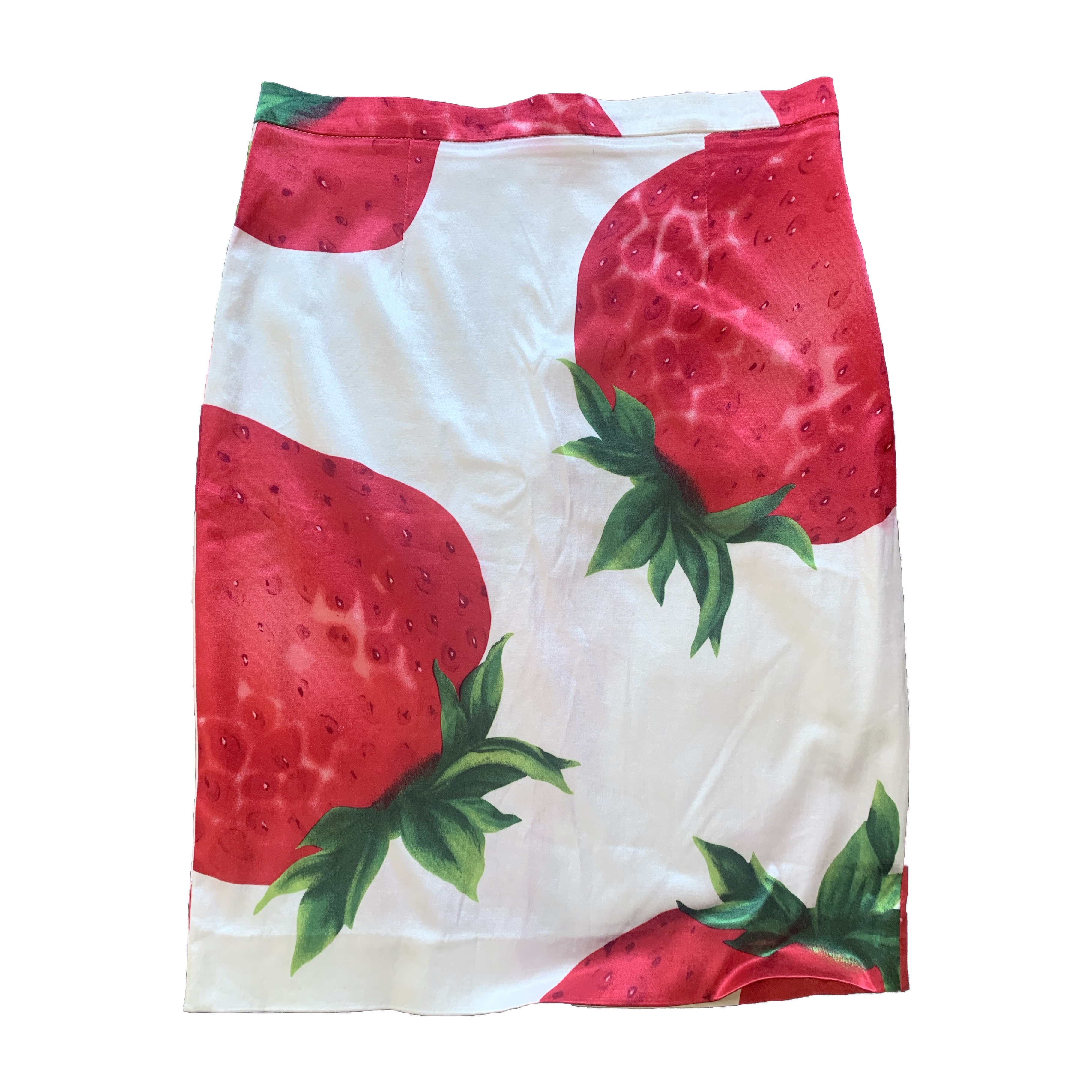 a white and red skirt with strawberries on it