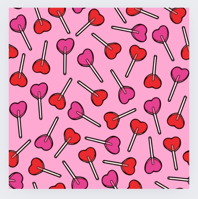 a pattern of lollipops on a pink background