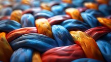 close up of colorful braided fabric