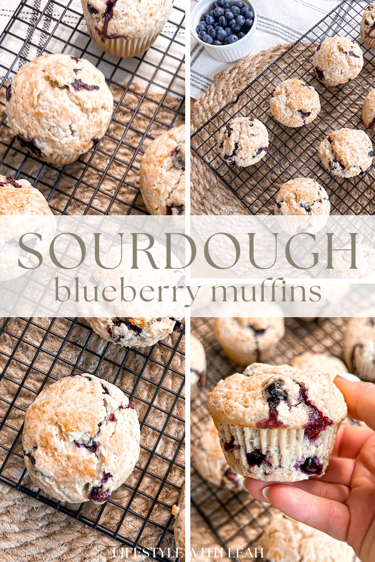 a collage of muffins with blueberry filling