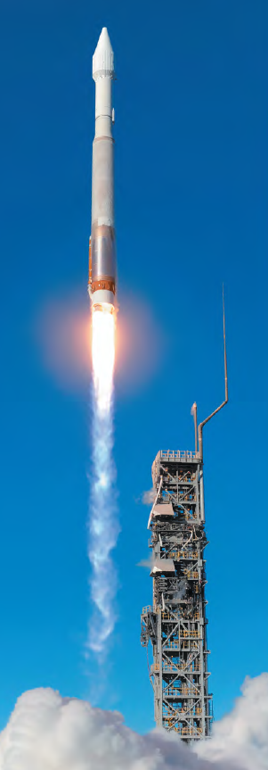 a rocket launching into the sky