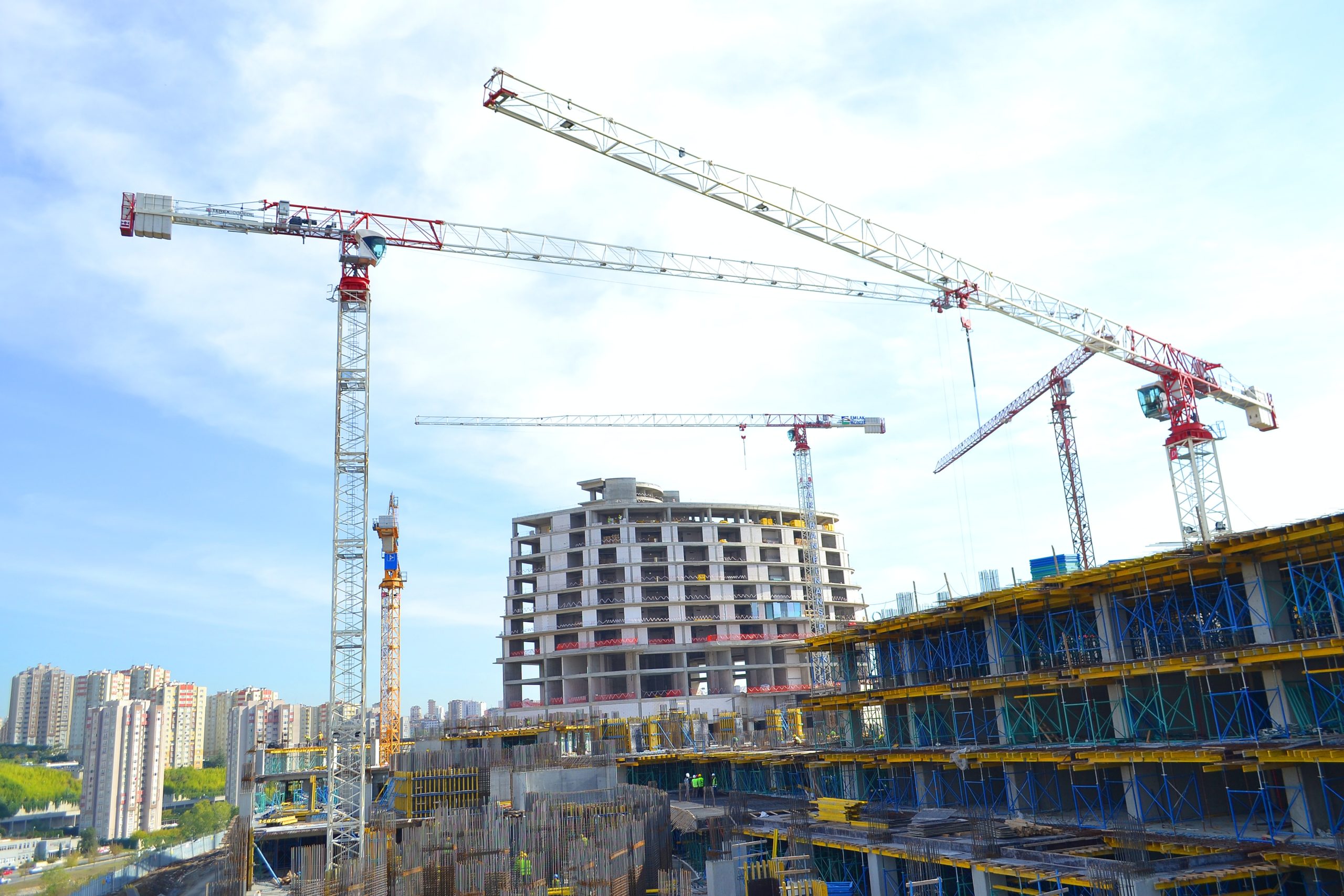 cranes at a construction site