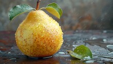 a pear with water drops on it